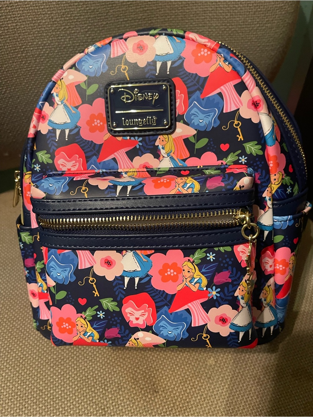 Loungefly Navy Backpack with Pink Floral Interior